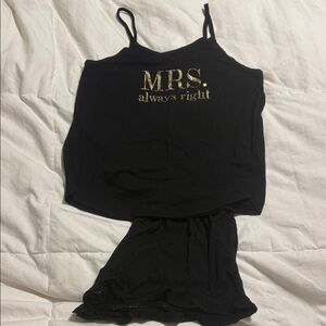 Love & Cherish - Elegant Black Sleepwear Set with Gold Accents - Small